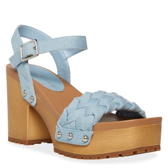 Anne Klein Loris Woven Ankle Strap Platform Sandals Blue - Picture 1 of 9
